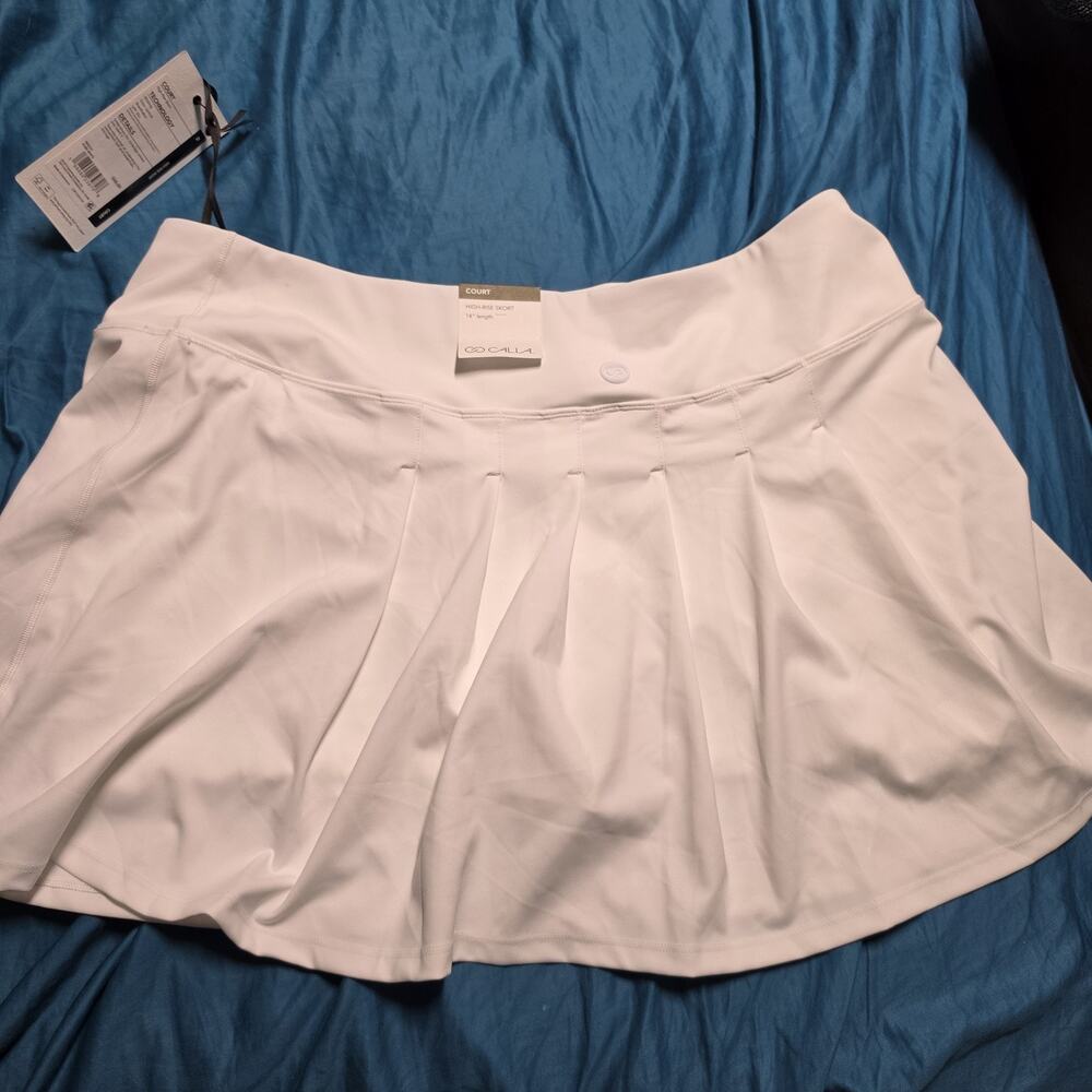 Calia Court High Rise Skort XL 14" length NWT Pure White 2way Pocket wicking UPF - Picture 2 of 2